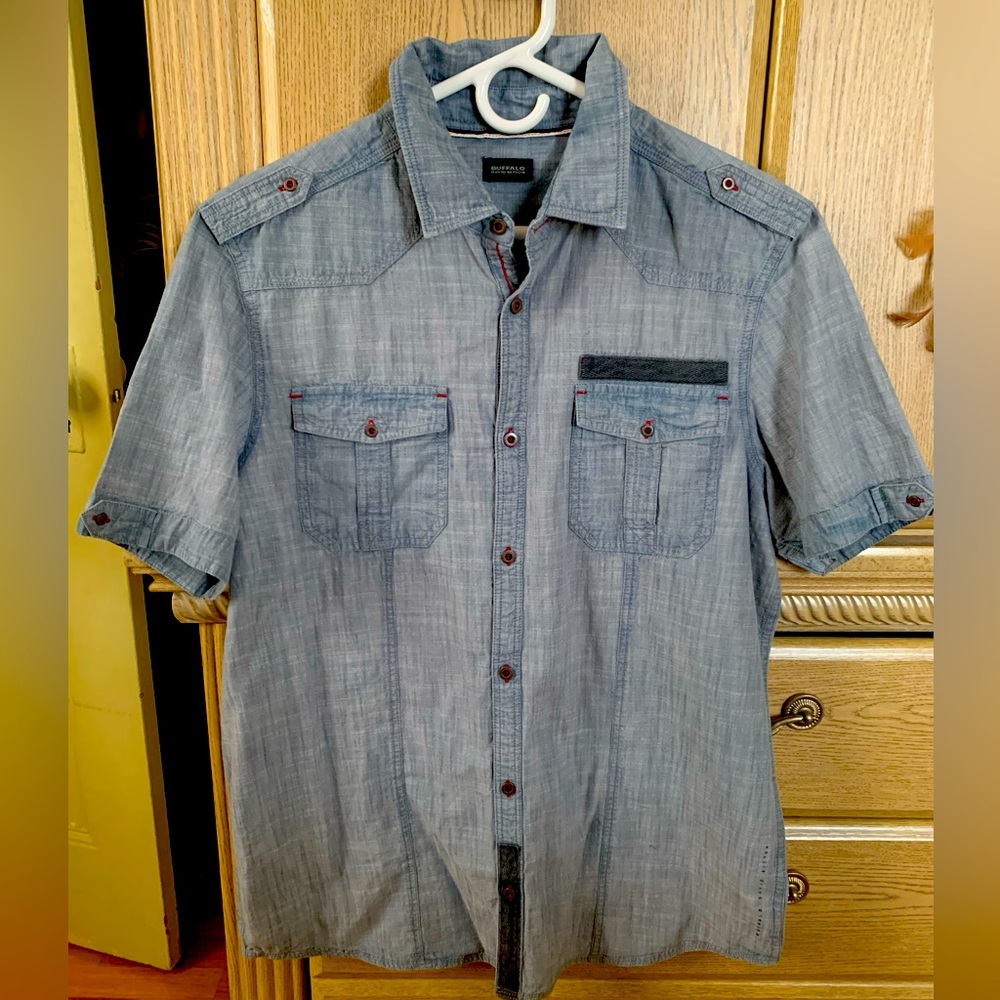 NWT- Mens Buffalo Denim Casusl Button Down Large